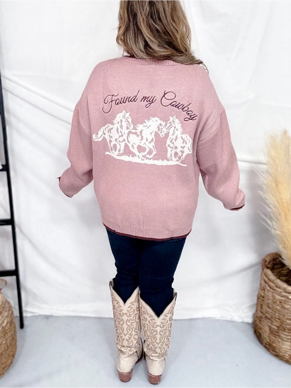 Found My Cowboy Pink Knit Cardigan - Picture 3 of 7